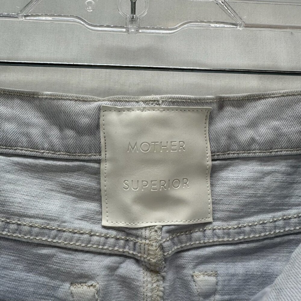 Mother Superior Skirt Size 26 Denim Button Fly Frayed Mini Light Washed Blue - Picture 5 of 9